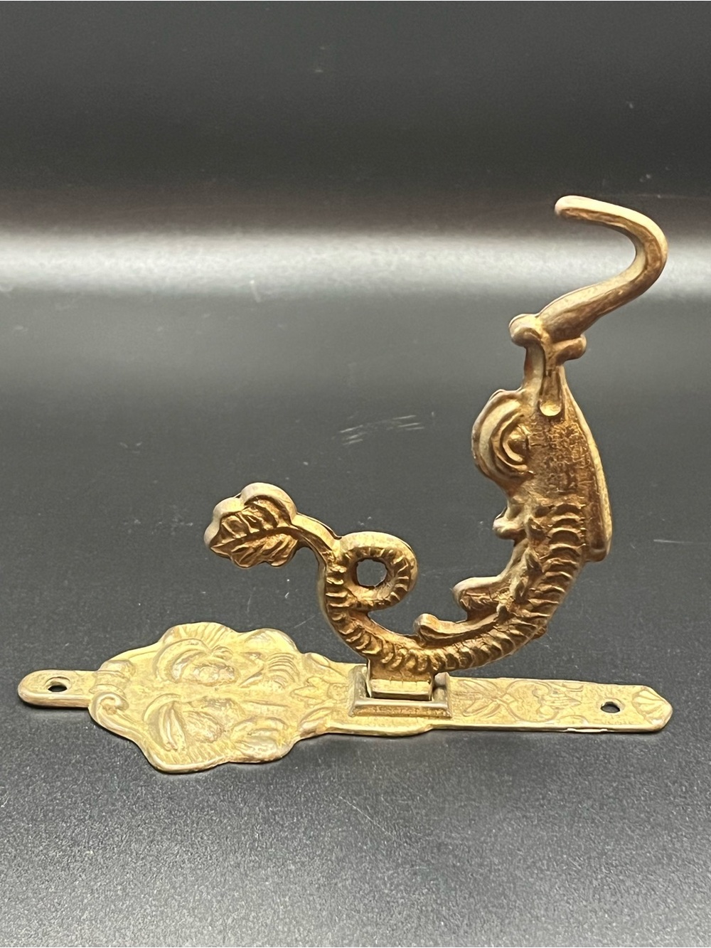 Vintage Brass Fish Wall Hook - Gold Finish